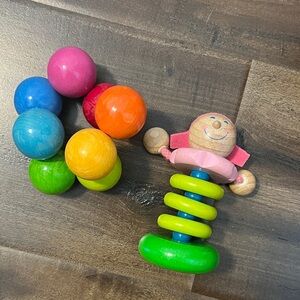 HABA wooden clutching rattle toy & HABA Magica Clutching Toy